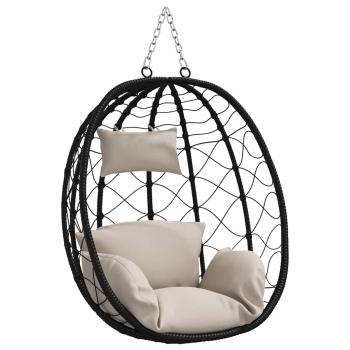 Hängendes Ei-Stuhl Poly-Rattan 91,5 x 54,5 x 107 cm Taupe