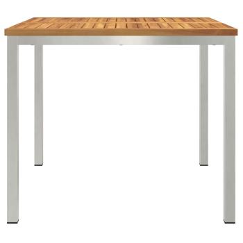 Esstisch 90x90x75 cm Massives Akazienholz und Edelstahl