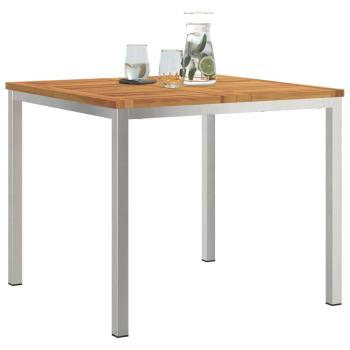 Esstisch 90x90x75 cm Massives Akazienholz und Edelstahl