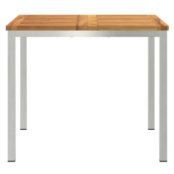 Esstisch 90x90x75 cm Massives Akazienholz und Edelstahl
