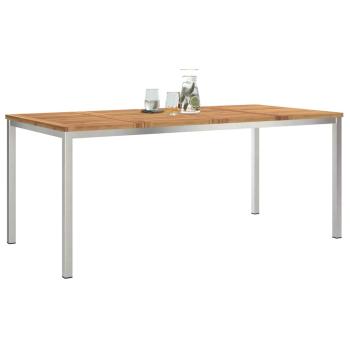 Esstisch 180x90x75 cm Massives Akazienholz und Edelstahl