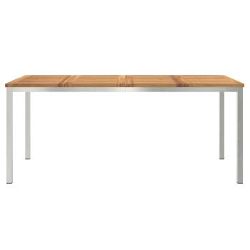 Esstisch 180x90x75 cm Massives Akazienholz und Edelstahl