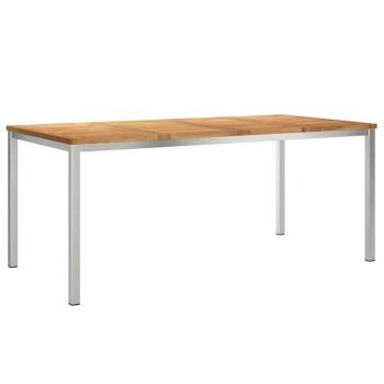 Esstisch 180x90x75 cm Massives Teakholz und Edelstahl