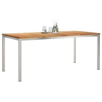 Esstisch 180x90x75 cm Massives Teakholz und Edelstahl