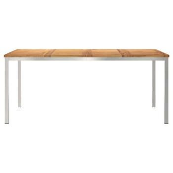 Esstisch 180x90x75 cm Massives Teakholz und Edelstahl