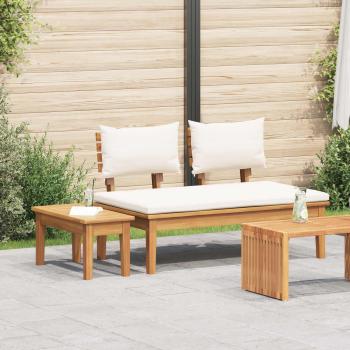 ARDEBO.de - Gartenbank und Tischset 2 stk. Creme und Braun Massivholz Teak