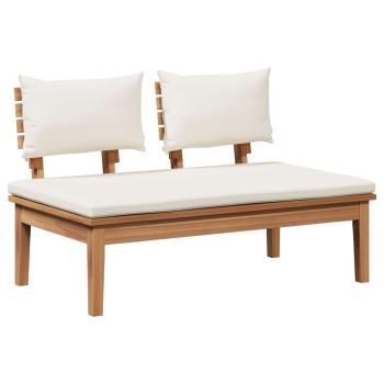 Gartenbank und Tischset 2 stk. Creme und Braun Massivholz Teak