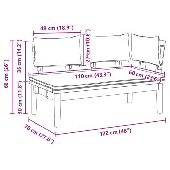 Gartenbank und Tischset 2 Stk. Creme und Braun Massivholz Teak