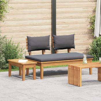 ARDEBO.de - Gartenbank und Tischset 2 stk. Grau und Braun Massivholz Teak