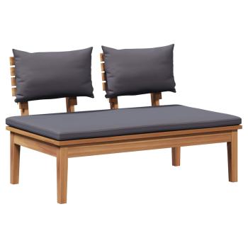 Gartenbank und Tischset 2 stk. Grau und Braun Massivholz Teak