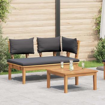 ARDEBO.de - Gartenbank und Tischset 2 stk. Grau und Braun Massivholz Teak