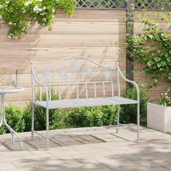 ARDEBO.de - Gartenbank Antik Weiß 104 x 52,5 x 89 cm Stahl