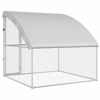 Hundekäfig mit Speicher Silber 2 x 2 x 2 m Verzinkter Stahl