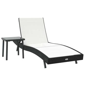 Sonnenliege 2 stk. Poly-Rattan Schwarz und Weiß