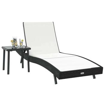 Sonnenliege 2 stk. Poly-Rattan Schwarz und Weiß