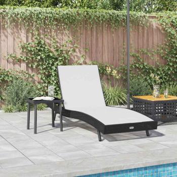 Sonnenliege 2 stk. Poly-Rattan Schwarz und Weiß