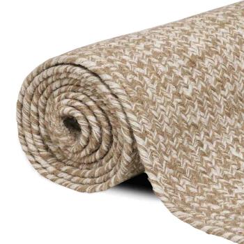 Bereichsteppich Natur und Weiß 60 x 110 cm Jute