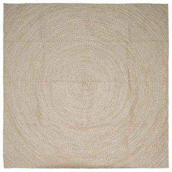 ARDEBO.de - Bereichsteppich Natürlich und Weiß 200 x 200 cm Jute
