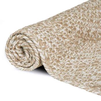 Bereichsteppich Natürlich und Weiß 200 x 200 cm Jute