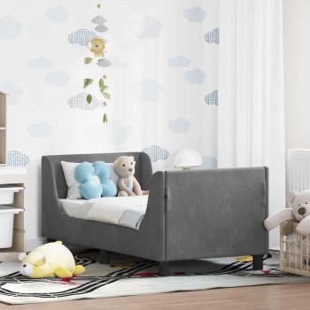 ARDEBO.de - Kinderbettgestell mit Kopfteil Dunkelgrau 70 x 140 cm Samt