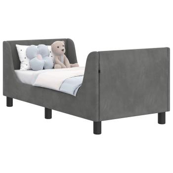 Kinderbettgestell mit Kopfteil Dunkelgrau 70 x 140 cm Samt