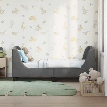 Kinderbettgestell mit Kopfteil Dunkelgrau 70 x 140 cm Samt