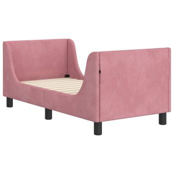 Kinderbettgestell mit Kopfteil Rosa 70 x 140 cm Samt