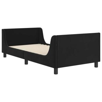 Kinderbettgestell mit Kopfteil Schwarz 80 x 200 cm Samt