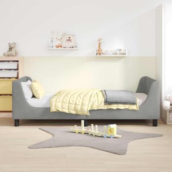 Kinderbettgestell mit Kopfteil Hellgrau 90 x 190 cm Samt