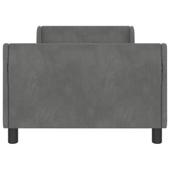 Kinderbettgestell mit Kopfteil Dunkelgrau 90 x 190 cm Samt
