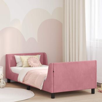 ARDEBO.de - Kinderbettgestell mit Kopfteil Rosa 90 x 190 cm Samt