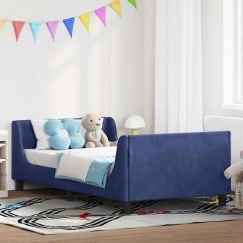 ARDEBO.de - Kinderbettgestell mit Kopfteil Polizeiblau 90 x 190 cm Samt