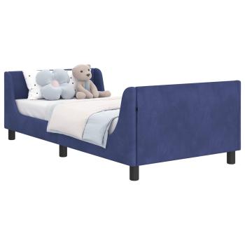 Kinderbettgestell mit Kopfteil Polizeiblau 90 x 190 cm Samt