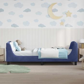 Kinderbettgestell mit Kopfteil Polizeiblau 90 x 190 cm Samt