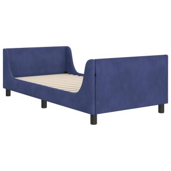 Kinderbettgestell mit Kopfteil Polizeiblau 90 x 190 cm Samt