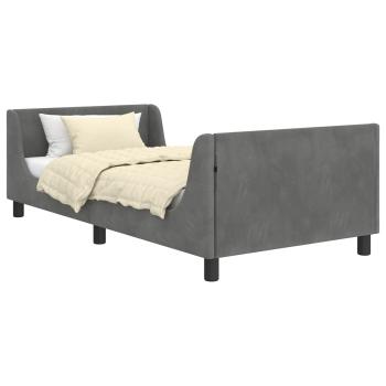 Kinderbettgestell mit Kopfteil Dunkelgrau 90 x 200 cm Samt