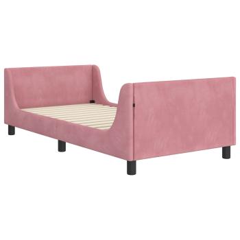 Kinderbettgestell mit Kopfteil Rosa 90 x 200 cm Samt