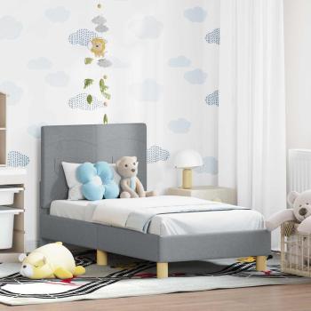 ARDEBO.de - Kinderbettgestell mit Kopfteil Hellgrau 70 x 140 cm Stoff
