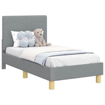 Kinderbettgestell mit Kopfteil Hellgrau 70 x 140 cm Stoff
