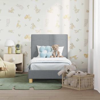 Kinderbettgestell mit Kopfteil Hellgrau 70 x 140 cm Stoff