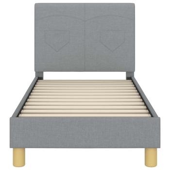 Kinderbettgestell mit Kopfteil Hellgrau 70 x 140 cm Stoff