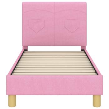 Kinderbettgestell mit Kopfteil Rosa 70 x 140 cm Stoff