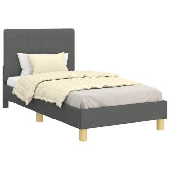 Kinderbettgestell mit Kopfteil Dunkelgrau 80 x 160 cm Stoff