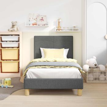 Kinderbettgestell mit Kopfteil Dunkelgrau 80 x 160 cm Stoff