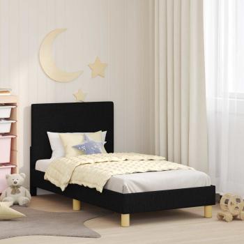 ARDEBO.de - Kinderbettgestell mit Kopfteil Schwarz 80 x 160 cm Stoff
