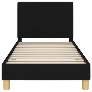 Kinderbettgestell mit Kopfteil Schwarz 80 x 160 cm Stoff