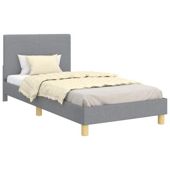 Kinderbettgestell mit Kopfteil Hellgrau 80 x 200 cm Stoff