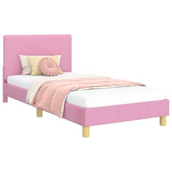 Kinderbettgestell mit Kopfteil Rosa 80 x 200 cm Stoff