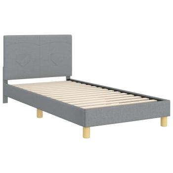 Kinderbettgestell mit Kopfteil Hellgrau 90 x 190 cm Stoff