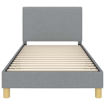 Kinderbettgestell mit Kopfteil Hellgrau 90 x 190 cm Stoff